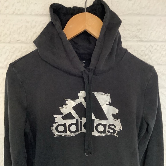 Adidas Hoodie - Size S 8-10 - Black - Cotton - P2P 20” - Picture 4 of 7